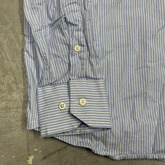 Piero Gabrielli Dress Shirt Italy Cotton Striped Long Sleeve Blue 41 16 Large - Picture 3 of 9